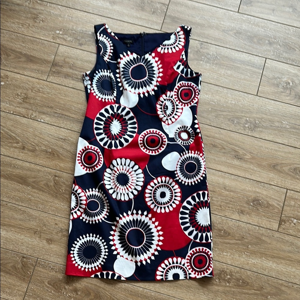 Talbots Red, White and Blue Patterned Dress Size 2